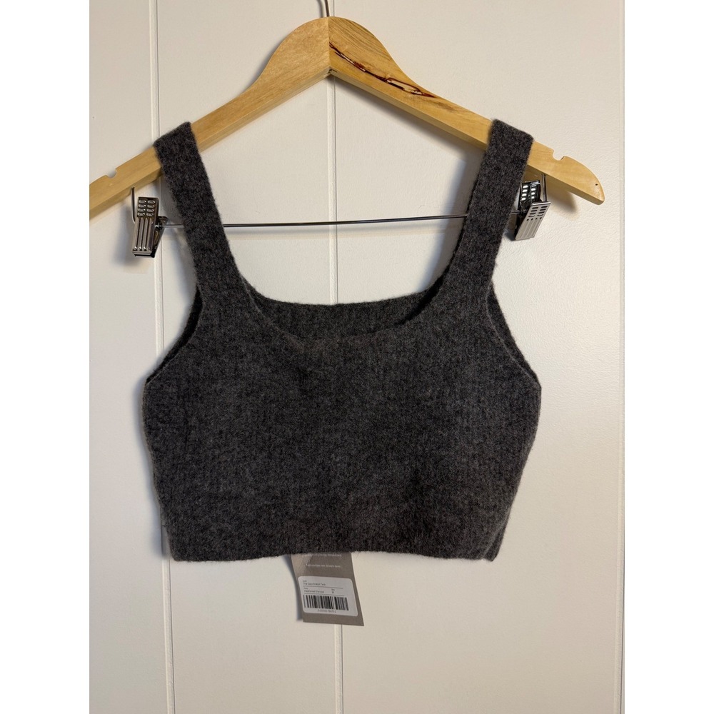 Everlane The Cozy-Stretch Tank M Heathered Charcoal Wool Yak Knit Crop Top - Picture 2 of 6